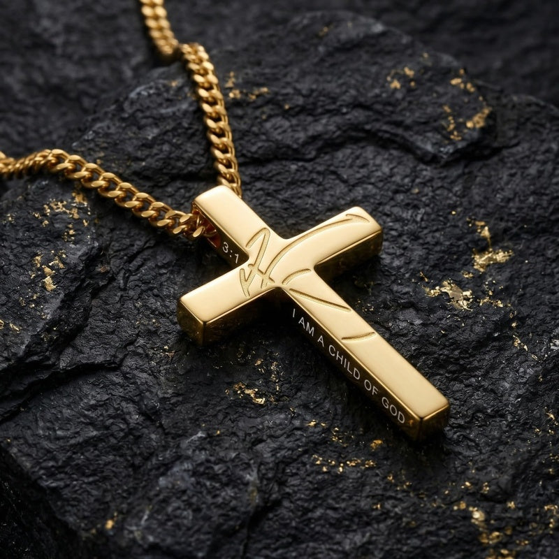 14K Gold Plated Soccer Football Basketball Baseball Cross  with Bible Verses Religious Pendant Necklace for Men