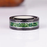 Sterling Silver Personalized Engraved Moss Agate Ring Wedding Rings for Men