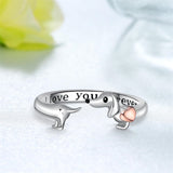 Sterling Silver Dachshund Open Ring Adjustable Ring