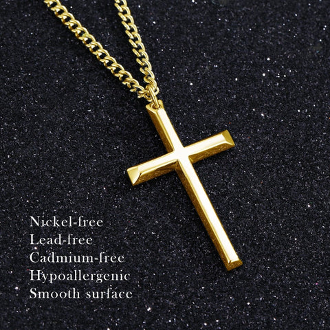 14K Gold Plated Cross Pendant Necklace Protection Jewelry Religious Gift