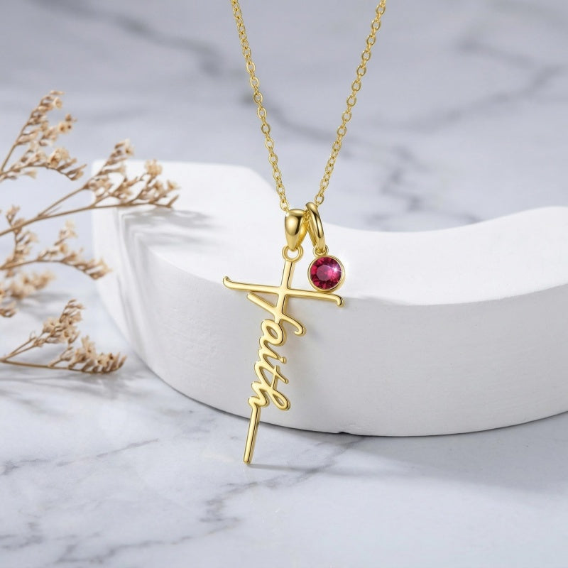 14K Gold Plated Cross Necklace for Women