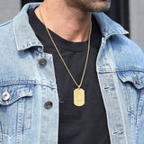 14K Gold Plated American Flag Dog Tag Cross Necklace for Men