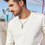 Sterling Silver Cross Religious Necklace for Men