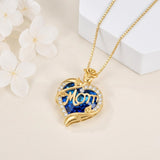 14K Gold Plated Heart Crystal Rose Mom  Sister Daughter Pendant Necklace for Woman