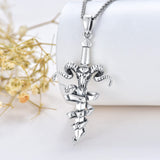 Sterling Silver Satanic Goat Sword Protection Amulet Pendant Necklac