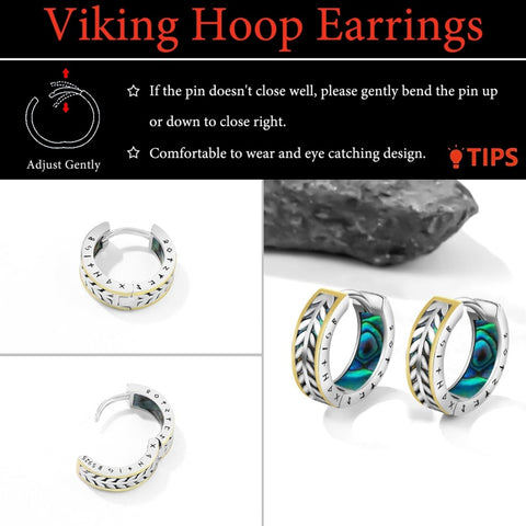 14K Gold Plated  Viking Hoop Earrings