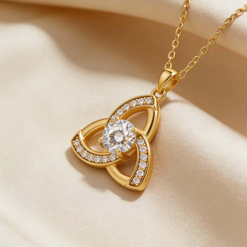 14K Gold Plated Celtic Knot Pendant Necklace Irish Jewelry Gift for Her