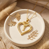 Heart Initial A-Z Pendant Necklace for 14K Gold Plated Women Initials Jewelry Gifts