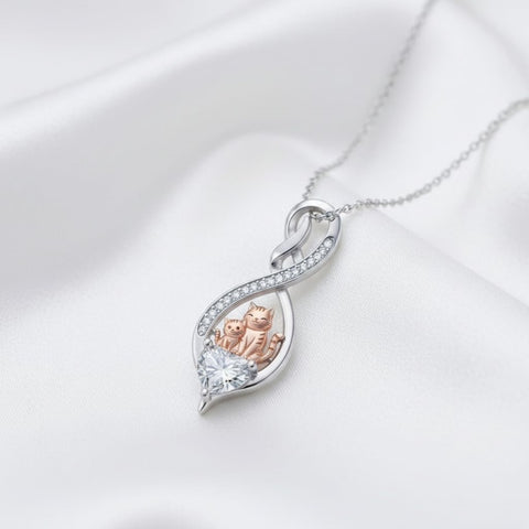 Sterling Silver 12 Month Birthstone Infinity Heart Animal Pendant Necklace Christmas Birthday Jewelry Gift