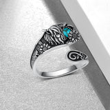 S925 Sterling Silver Turquoise Dragonfly/Butterfly/Highland Cow Spoon Ring Oxidized Wrap Ring  Gifts for Women Girls