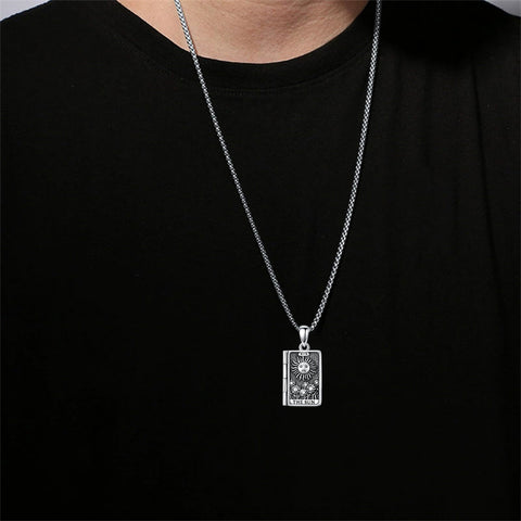 Sterling Silver Sun Moon Lovers Tarot Card Photo Locket Necklace