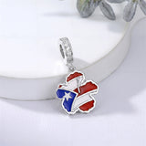 Sterling Silver Coqui Frog Flag Puerto Rico Charm Beads