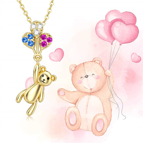 14K Yellow Gold Bear Pendant Necklace