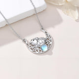Sterling Silver Moonstone Celtic Knot Raccoon Otter Pig Dolphin Cow Pendant Necklace Birthday Mother's Day Gift