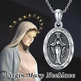 925 Sterling Silver Virgin Mary Goddess Amulet Pendant Necklace