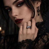 Sterling Silver 10K 14K 18K Gold Custom Engraved  Moissanite Gothic Ring for Women Halloween Gift