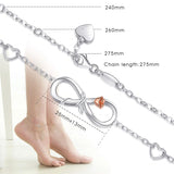 Sterling Silver Cubic Zirconia Infinity Heart Single Layer Anklet