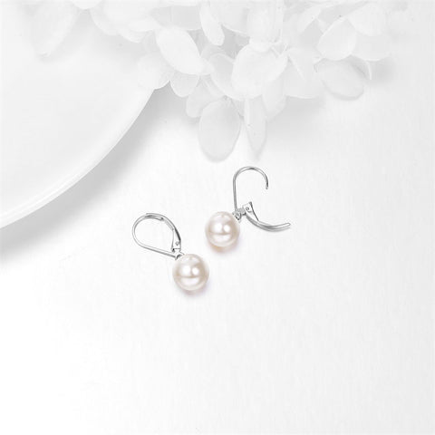 14k Gold Freshwater Pearl Dangle Leverback Earrings