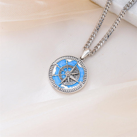 Sterling Silver Compass Pendant Necklace Graduation Jewelry Gift