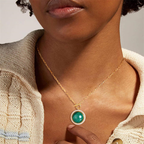 Sterling SilverTurquoise Red Coral Lapis Lazuli Malachite Paperclip Chain Necklace