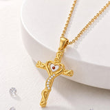 14K Plated Gold Cross Pendant Crucifix Necklace Christian Jewelry Baptism Religious Faith