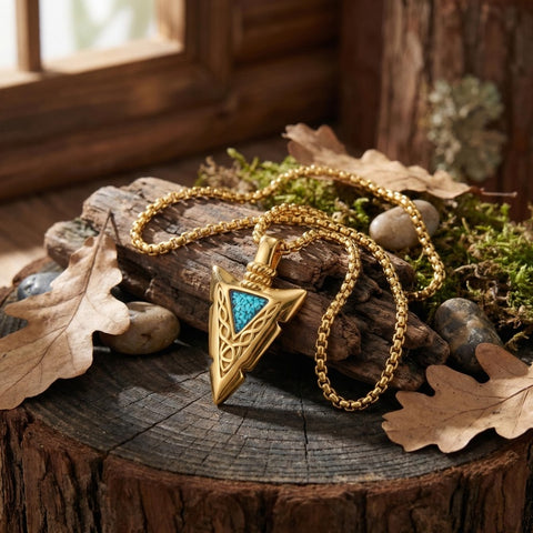 Malachite Turquoise Arrow Pendant Necklace for Men
