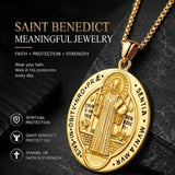 14K Gold Plated Saint Medal Christian  Pendant Necklace for Men