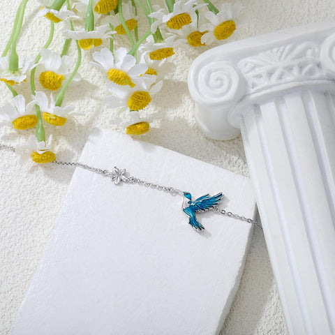 Sterling Silver Hummingbird Layered Anklet