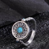 Sterling Silver Turquoise  Sunflower Flip Spoon Ring