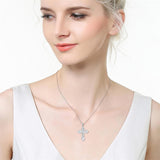 Sterling Silver Russian Eastern Orthodox Cross Pendant Necklace