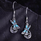 Sterling Silver Turquoise Dragonfly Dangle Earrings