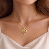 14K Gold  Plated Birthday Anniversary Rose Heart Pendant Necklace for Women