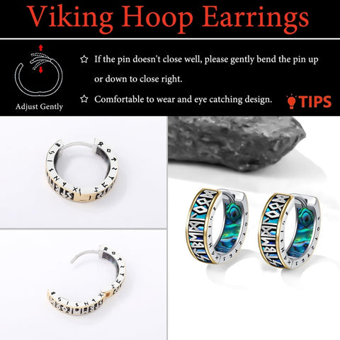 14K Gold Plated  Viking Hoop Earrings