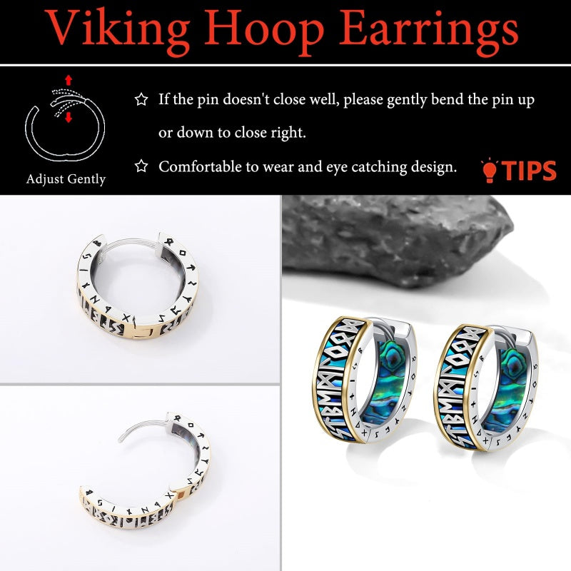 14K Gold Plated  Viking Hoop Earrings