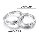 Copper Cubic Zirconia Cubic Adjustable Matching Couple Rings