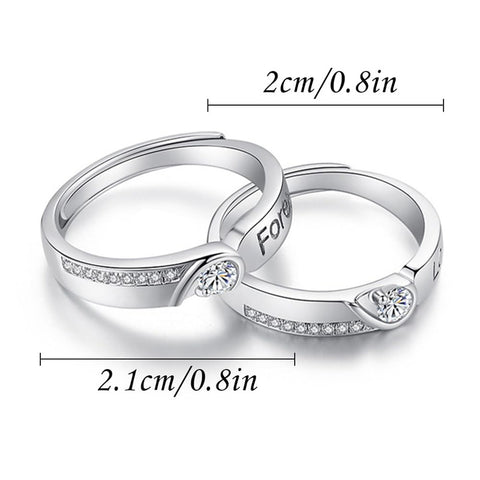Copper Cubic Zirconia Cubic Adjustable Matching Couple Rings