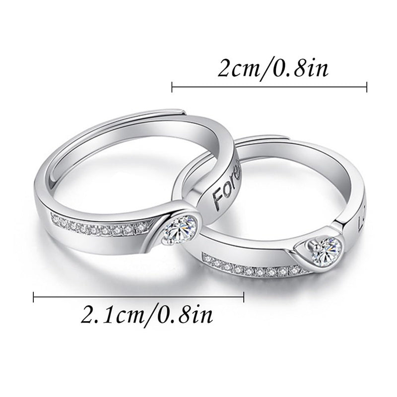 Copper Cubic Zirconia Cubic Adjustable Matching Couple Rings