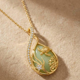 14K Gold Plated Jade Hummingbird Butterfly Dragonfly Turtle Animal Pendant Necklace