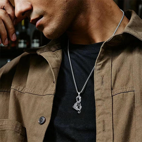 Sterling Silver  Poseidon Trident  Pendant Necklace for Men
