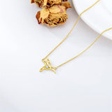 14K Yellow Gold Cubic Zirconia Hummingbird  Pendant Necklace