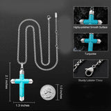 14K Gold Plated Turquoise Lapis Lazuli Cross Necklace for Men with Adjustable Chain