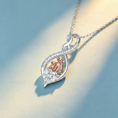 Sterling Silver 12 Month Birthstone Infinity Heart Animal Pendant Necklace Christmas Birthday Jewelry Gift