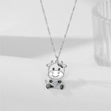 Sterling Silver Birthstone Cow Pendant Necklace