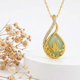 14K Gold Plated Jade Hummingbird Butterfly Dragonfly Turtle Animal Pendant Necklace