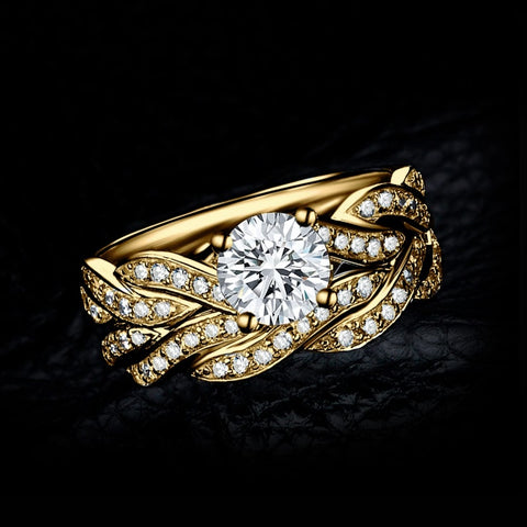 14K Gold Plated  1.5CT Cubic Zirconia  Wedding Bands Engagement Rings Promise Rings for Her