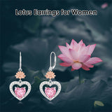 Sterling Silver Heart Cubic Zirconia Sunflower Rose Daisy Lily Lotus Hibiscus Dangle Earrings