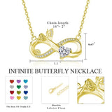 14K Gold Plated Birthstone Butterfly Necklace for Women Ideal Gift for Anniversary Christmas Birthday