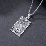 Sterling Silver Tarot Card 12 Zodiac Sign Pendant Necklace