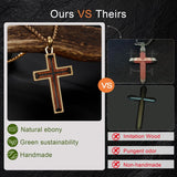 14K Gold Plated Wooden Cross Necklace Jewelry Gift for Him