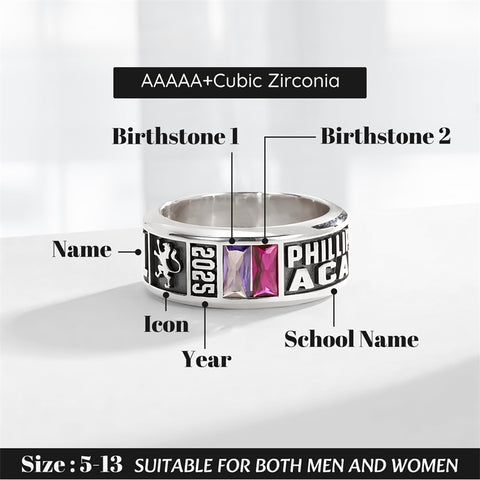 Sterling Silver Custom High School College University Graduation Ring